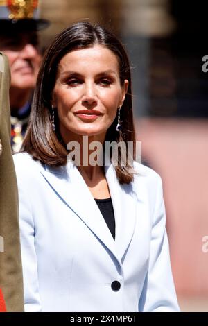 Saragosse, Madrid, Espagne. 4 mai 2024. La reine Letizia d'Espagne assiste à la commémoration du 40e anniversaire de la prestation de serment de la classe de fin d'études XLIV à l'Académie militaire générale le 4 mai 2024 à Saragosse, Espagne (crédit image : © Jack Abuin/ZUMA Press Wire) USAGE ÉDITORIAL SEULEMENT! Non destiné à UN USAGE commercial ! Banque D'Images