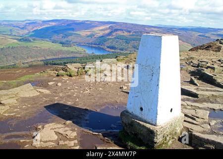 Plateau sommet et point trig sur la colline WIN Banque D'Images