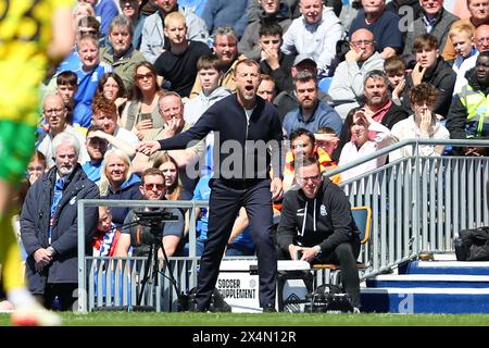 Le manager de Birmingham, Gary Rowett, lors du Sky Bet Championship match entre Birmingham City et Norwich City à St Andrews, Birmingham, le samedi 4 mai 2024. (Photo : Gustavo Pantano | mi News) crédit : MI News & Sport /Alamy Live News Banque D'Images