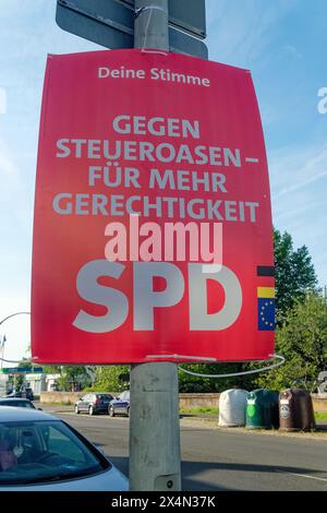 Elections européennes 2024 affiche électorale du parti SPD Banque D'Images