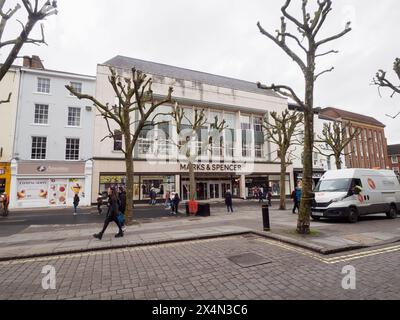 Le magasin de Marks and Spencer à Parliament Street York, exceptionnellement visible en raison de l'absence de structures temporaires en face, par exemple des chapiteaux Banque D'Images