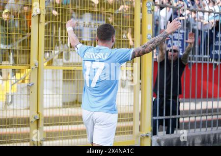 Monza Brianza, Italie. 04 mai 2024. Le Ciro immobile du Lazio célèbre après avoir marqué le premier but de son équipe lors du match de Serie A entre Monza et Lazio au stade U-Power de Monza, Italie - samedi 04 mai 2024. Sport - Soccer . (Alberto Mariani/LaPresse) crédit : LaPresse/Alamy Live News Banque D'Images