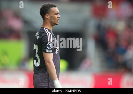 4 mai 2024 ; Gtech Community Stadium, Brentford, Londres, Angleterre; premier League Football, Brentford contre Fulham ; Antonee Robinson de Fulham Banque D'Images