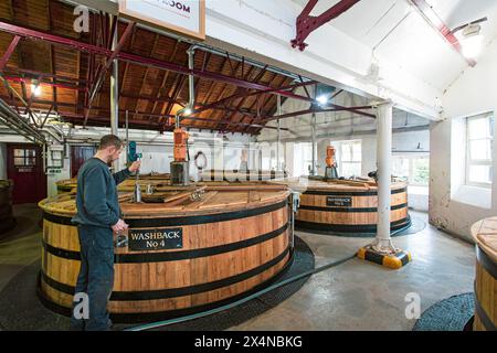 Intérieur de la distillerie Strathisla à Keith, la plus ancienne distillerie en activité en Écosse, Aberdeenshire, Écosse Banque D'Images