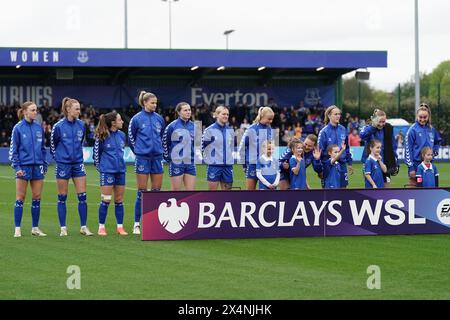 Everton FC v Spurs FC Barclays Womens Super League WALTON HALL PARK STADIUM, ANGLETERRE - 4 mai 2024 Everton s'alignera avant le match de Super League féminine Barclays entre Everton FC et Spurs FC au Walton Hall Park Stadium le 28 avril 2024 à Liverpool Angleterre. (Photo Alan Edwards) Banque D'Images