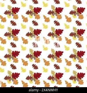 Branche de chêne avec glands et feuilles. Feuillage coloré d'automne. Motif sans couture. Illustration vectorielle . Illustration de Vecteur