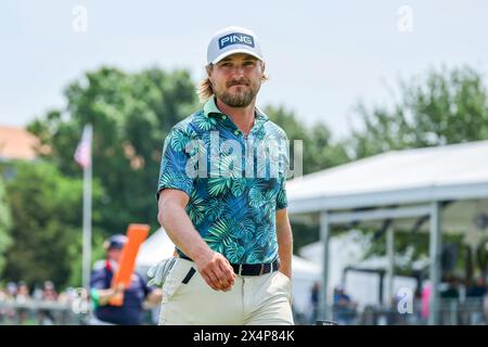 McKinney, Texas, États-Unis. 04 mai 2024. Austin Cook sur le 7e trou lors de la troisième manche du tournoi de golf CJ CUP Byron Nelson au TPC Craig Ranch à McKinney, au Texas. Gray Siegel/CSM/Alamy Live News Banque D'Images