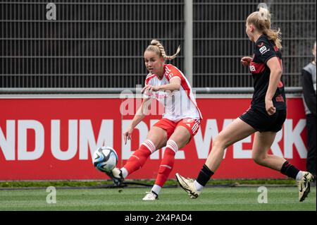 Leverkusen, Allemagne. 04 mai 2024. Leverkusen, Allemagne, 04 mai 2024 : Leverkusen, Allemagne, 04 mai 2024 : * pendant le match Google Pixel Frauen-Bundesliga entre Bayer Leverkusen et Bayern München au stade Ulrich-Haberland de Leverkusen, Allemagne (Martin Pitsch/SPP) (Martin Pitsch/SPP) crédit : SPP Sport Press photo. /Alamy Live News Banque D'Images