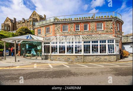 L'extérieur du restaurant The Seafood, un établissement Rick Stein à Padstow, un joli village côtier sur la côte nord de Cornwall, en Angleterre Banque D'Images