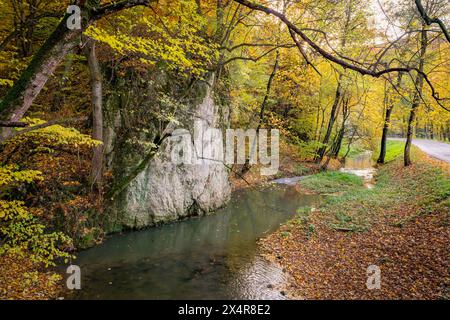 Ojców sur la rivière Prądnik dans le parc national de Ojców en Pologne Banque D'Images