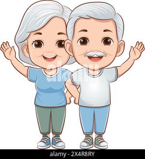 Vieux couple, heureux grand-parents jour illustration de concept Illustration de Vecteur