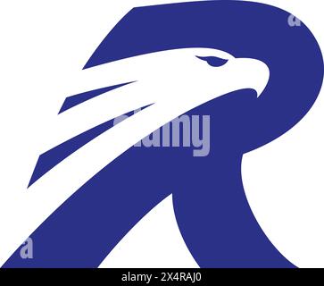Logo Raptor. Lettre R avec tête d'aigle Illustration de Vecteur