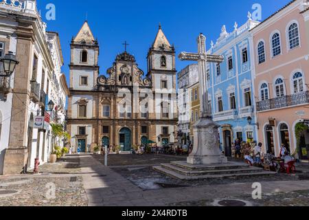 Église et couvent de San Francisco dans le district de Pelourinho, Salvador, Bahia, Brésil Banque D'Images