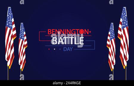 Honorer l'histoire Bennington Battle Day texte avec drapeau américain Design Illustration de Vecteur