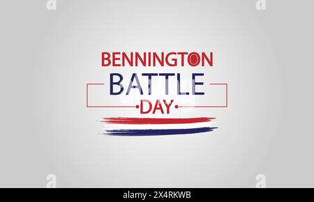 Honorer l'histoire Bennington Battle Day texte avec drapeau américain Design Illustration de Vecteur