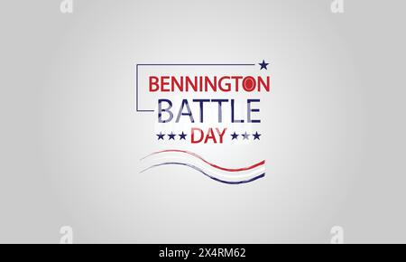 Honorer l'histoire Bennington Battle Day texte avec drapeau américain Design Illustration de Vecteur