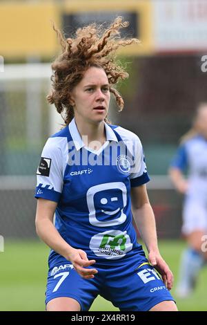 Gand, Belgique. 04 mai 2024. Alixe Bosteels (7) de AA Gent Ladies photographié lors d'un match de football féminin entre AA Gent Ladies et Club YLA le 7ème jour de match dans le match 1 de la saison 2023 - 2024 de Belgian Lotto Womens Super League, le samedi 4 mai 2024 à Gent, BELGIQUE . Crédit : Sportpix/Alamy Live News Banque D'Images