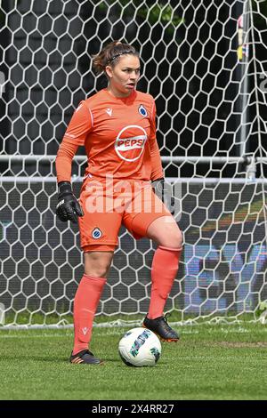 Gand, Belgique. 04 mai 2024. La gardienne de but Jorijn Covent (87 ans) du Club YLA photographiée lors d'un match de football féminin entre AA Gent Ladies et Club YLA le 7ème jour de match dans le match 1 de la saison 2023 - 2024 de la Super League belge Lotto Womens, le samedi 4 mai 2024 à Gent, BELGIQUE . Crédit : Sportpix/Alamy Live News Banque D'Images