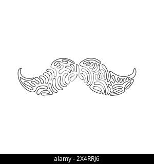 Une seule ligne dessinant de vieilles moustaches. Moustaches pour homme adulte. Moustache vintage facial. Symbole de la fête des pères. Boucles torsadées. Continuou moderne Illustration de Vecteur