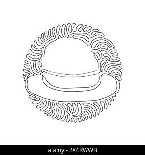 Chapeau Fedora à une ligne, vue latérale, avec bande en cuir Havane. Laine, tissu feutre. Accessoire tête homme. Style d'arrière-plan de cercle de bouclage de tourbillon. Conti Illustration de Vecteur