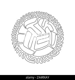 Une seule ligne dessinant la boule de Sepak Takraw ou la boule de rotin. Coup de ciseaux. Concept de sport d'équipe, jeu de sport asiatique, esprit. Fond de cercle de courbure de tourbillon Illustration de Vecteur