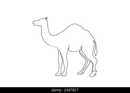 Simple une ligne dessinant fort désert arabe chameau pour logo. Concept d'animal mammifère mignon pour l'élevage, le tourisme, le transport. conti moderne Illustration de Vecteur