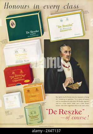 1934 publicité britannique pour les boîtes-cadeaux de cigarettes de Reszke. Banque D'Images