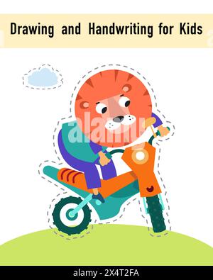 Dessin et écriture manuscrite pour enfants. Feuille de travail de jeu d'activité éducative pour les enfants. Personnages drôles de dessin animé. Illustration vectorielle. Illustration de Vecteur