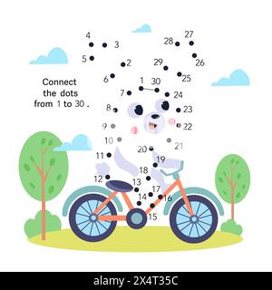 Point à point. Connecter les points de 1 à 30. Jeu de puzzle pour les enfants. Mignon lièvre sur le vélo. Illustration vectorielle Illustration de Vecteur
