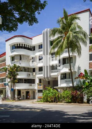 78 Moh Guan Terrace, Horse-Shoe Block, Tiong Bahru, moderniste Walk Up appartements à Singapour, conçus dans un style moderne Banque D'Images