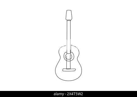 Guitare acoustique classique dessinant une ligne continue unique. Instrument de musique à cordes guitare classique. Pour votre conception et concept commercial. Dynamic One Illustration de Vecteur