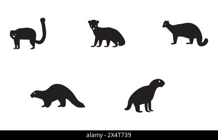 Banded Palm Civet illustration style minimal Black Icon EPS 10 et JPG Illustration de Vecteur