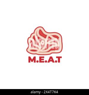 vecteur de logo de symbole plat de gradient de tranche de marbrure de viande Illustration de Vecteur