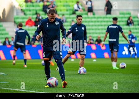Melbourne, Australie. 5 mai 2024. Melbourne Victory v Melbourne City - 2024 Isuzu UTE A-League finale masculine série - Elimination finale 1 - AAMI Park. Le milieu de terrain de Melbourne Victory Leigh Broxham (#6) s'entraînant avant la finale d'élimination masculine de A-League 2024 contre le Melbourne City FC à AAMI Park. Crédit photo : James Forrester/Alamy Live News Banque D'Images