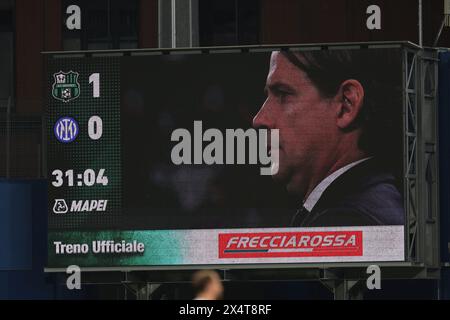 Tableau de bord lors du match de Serie A italienne entre le Sassuolo 1-0 Inter au stade Mapei le 04 mai 2024 à Reggio Emilia, Italie. Crédit : Maurizio Borsari/AFLO/Alamy Live News Banque D'Images