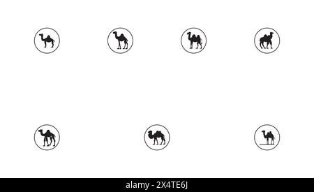 Icône d'illustration style minimal Bactrian Camel Illustration de Vecteur