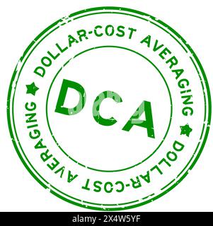 Grunge vert DCA Dollar-cost moyen mot timbre de joint en caoutchouc rond sur fond blanc Illustration de Vecteur