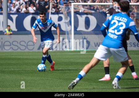 Brixia, Italie. 05 mai 2024. Dimitri Bisoli du Brescia Calcio FC lors du match de championnat italien de Serie B entre le Brescia Calcio FC et le Calcio Lecco 1912 au stade Mario Rigamonti le 5 mai 2024, Brixia, Italie. Crédit : Agence photo indépendante/Alamy Live News Banque D'Images