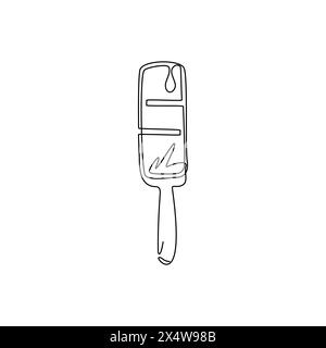 Icône de crème glacée popsicle à une ligne. Symbole de logo plat de bâtonnets de crème glacée glacée. Délicieux dessert en été affiche isolée. Continue moderne Illustration de Vecteur