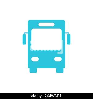 Vue avant de l'icône de bus. Isolé sur fond blanc. À partir du jeu d'icônes bleues. Illustration de Vecteur