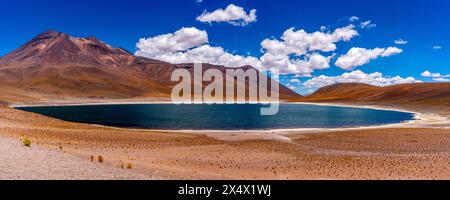 Une image panoramique de Laguna miniques, réserve nationale de Los Flamencos, région d'Antofagasta, Chili. Banque D'Images