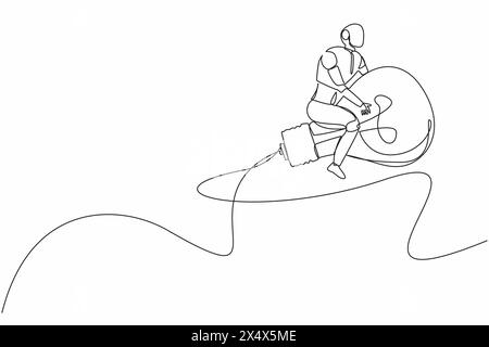 Robots dessinant une ligne en continu sur des fusées à ampoule. Technologie moderne d'intelligence artificielle robotique. Industrie de la technologie électronique. Chantez Illustration de Vecteur
