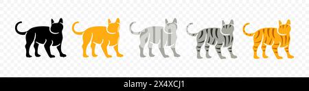Chat, chaton et chat comme, felino, design graphique. Animaux et animaux de compagnie, vétérinaire et animalerie, conception vectorielle et illustration Illustration de Vecteur