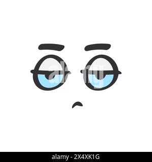 Expression de visage mignon déçu, ennui de caractère dans l'illustration vectorielle de style doodle Illustration de Vecteur