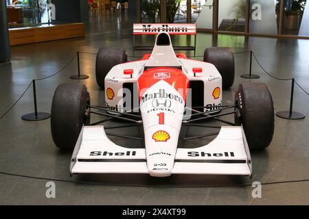 La McLaren Honda d'Ayrton Senna a été présentée lors de l'exposition 'Senna Forever' le 05 mai 2024 au Museo Nazionale dell'automobile à Turin, en Italie. Banque D'Images