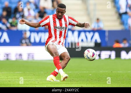 Barcelone, Espagne. 05 mai 2024. Juan Otero (19 ans) du Sporting Gijon vu lors du match de LaLiga 2 entre Espanyol et Sporting Gijon au stade Stage Front de Barcelone. (Crédit photo : Gonzales photo/Alamy Live News Banque D'Images