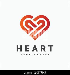 Logo abstrait coeur rouge. Le logo est conçu pour représenter l'amour et l'affection. Très adapté à une utilisation dans divers contextes, tels que les supports marketing, Illustration de Vecteur