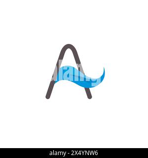 Logo lettre A Wave avec couleur grise et bleue. Un logo initial Illustration de Vecteur