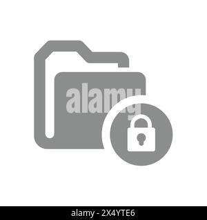 Dossier verrouillé, vecteur de document privé. Données confidentielles, protégé par mot de passe et icône d'accès limité. Illustration de Vecteur