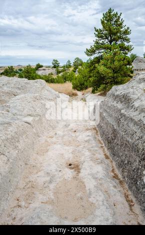 Oregon Trail Ruts State Historic site à Guernesey, Wyoming, États-Unis Banque D'Images